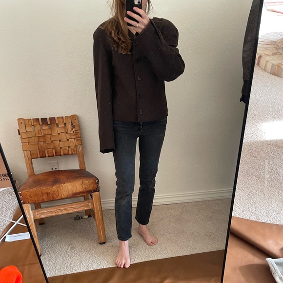 LOULOU STUDIO Vega Wool Blend Top/Jacket in Marled Brown - Picture 8 of 8